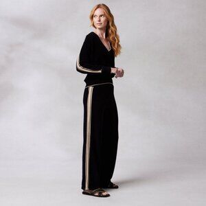 Kashwére Kash-chic V-Neck Track Sweater & Palazzo Track Pants